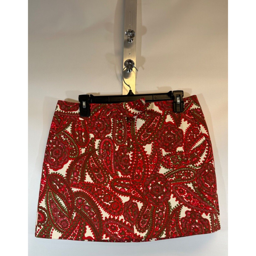 J. Crew Factory Red and White Paisley Mini Skirt